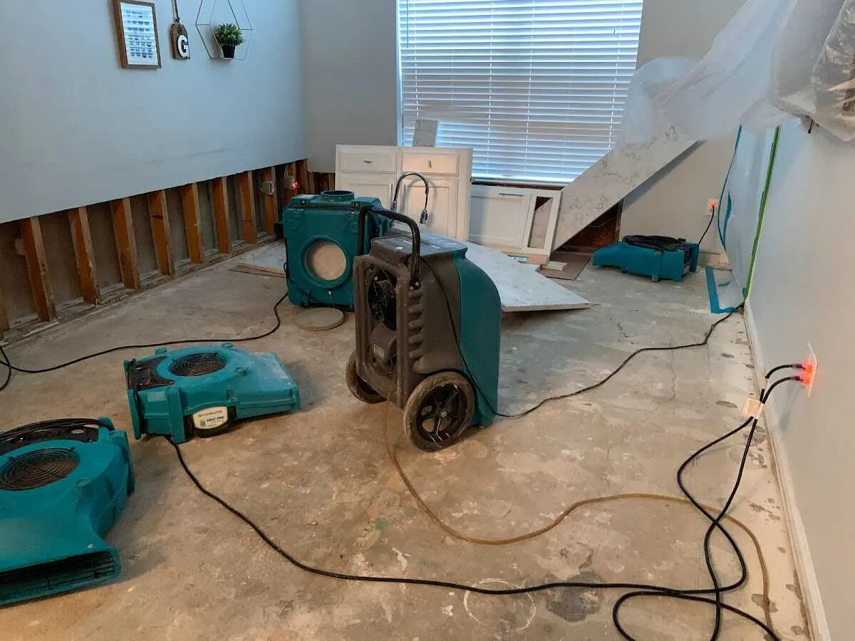 Dehumidifier in flood-cut room for Water Extraction & Removal in Las Flores